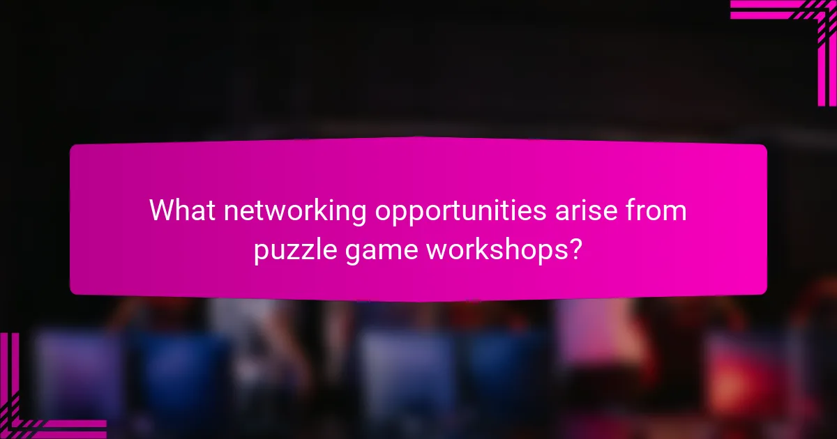 What networking opportunities arise from puzzle game workshops?