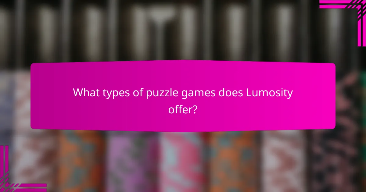 What types of puzzle games does Lumosity offer?