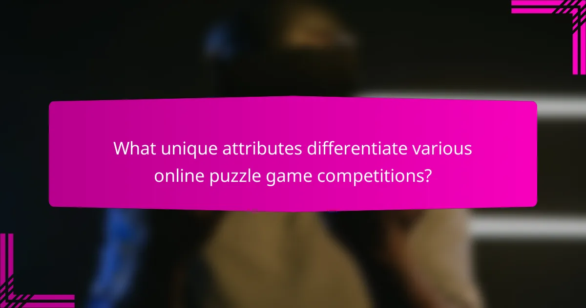 What unique attributes differentiate various online puzzle game competitions?