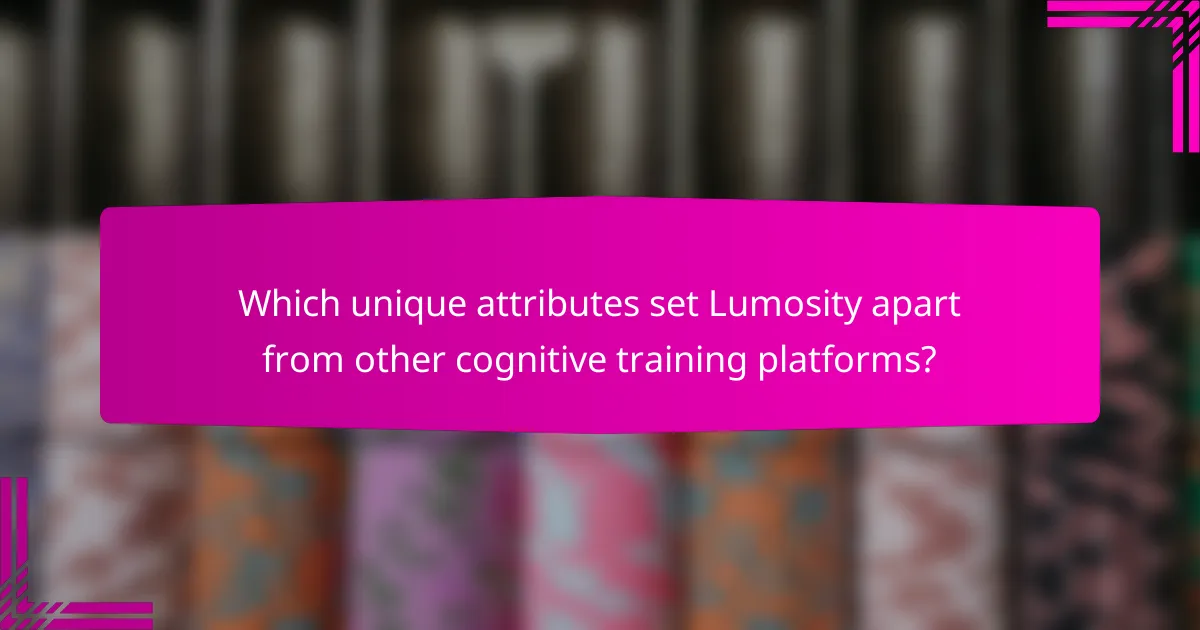 Which unique attributes set Lumosity apart from other cognitive training platforms?